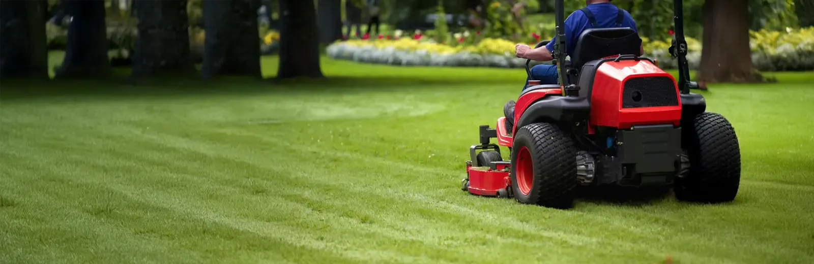 mowing lawn on a riding lawn mower