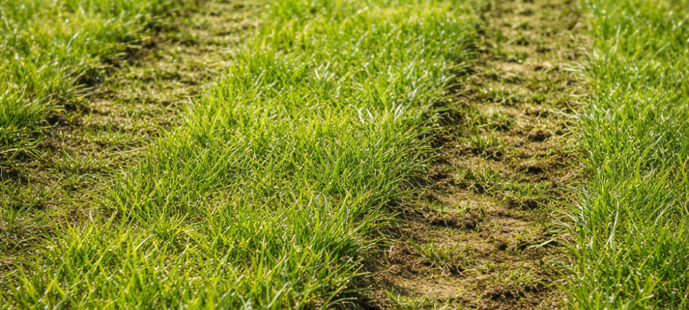 tire tracks on lawn
