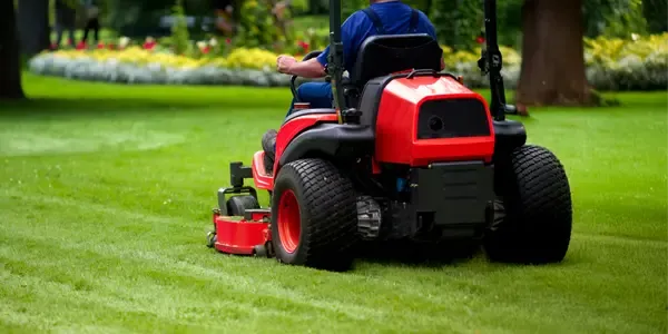 mowing lawn